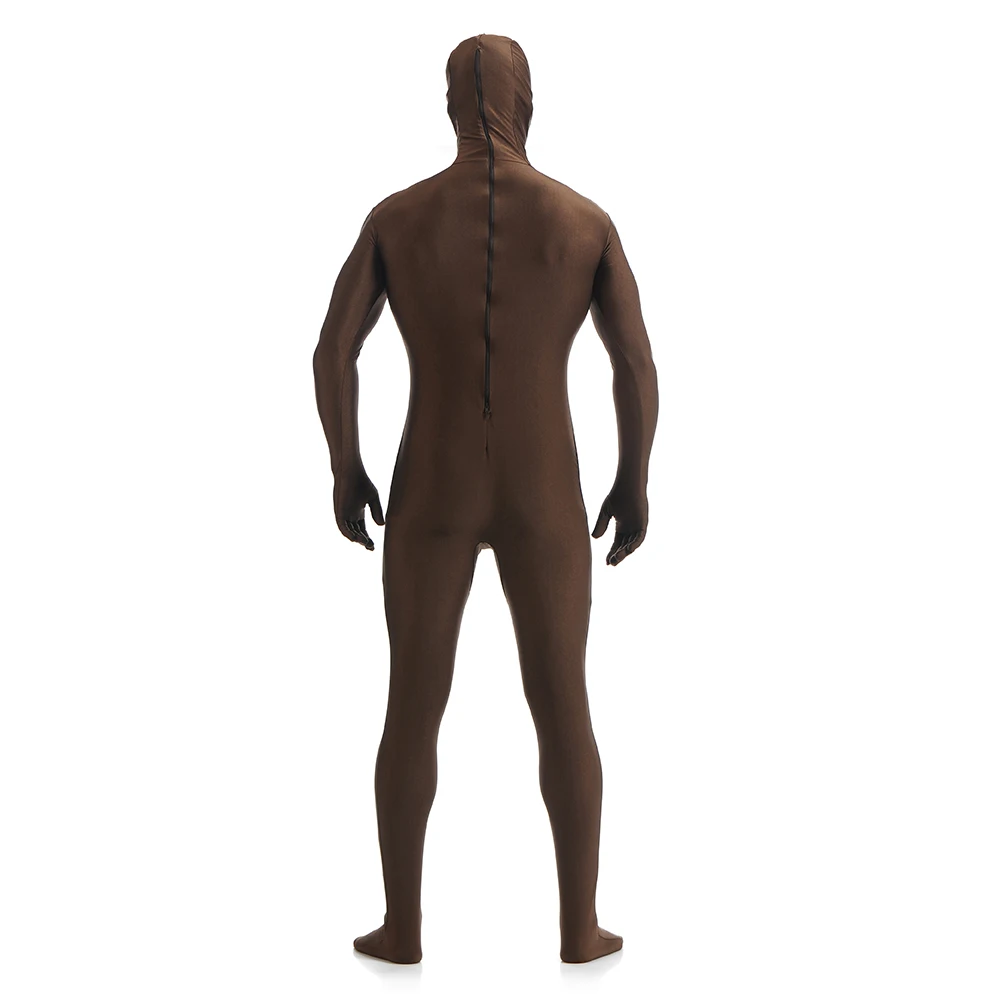 customized for open eyes mouth add crotch free shipping Full Body Zentai Suit Brown Tight Suits Pure Color Halloween Party