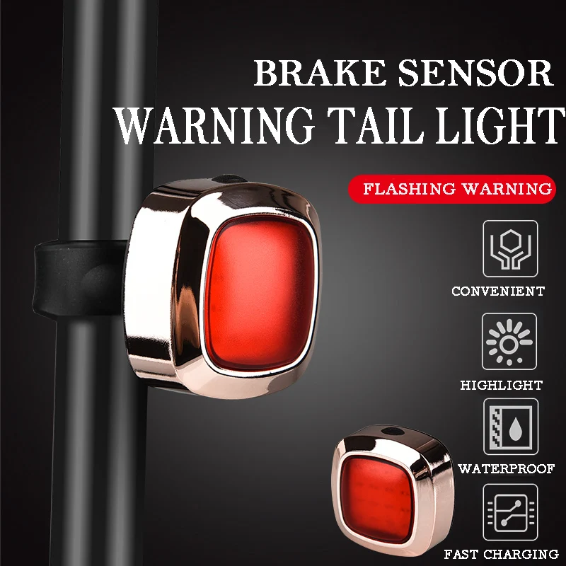 

Bicycle Smart Brake Tail Light USB Charging Waterproof COB LED Rear Bike Light Sensor Night Riding Safety Warning Cycling Light