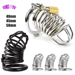 Male Stainless Steel Cock Cage Penis Ring Chastity Device Catheter Metal Phallus Bondage Stealth New Lock Adult Sex Toys for Men