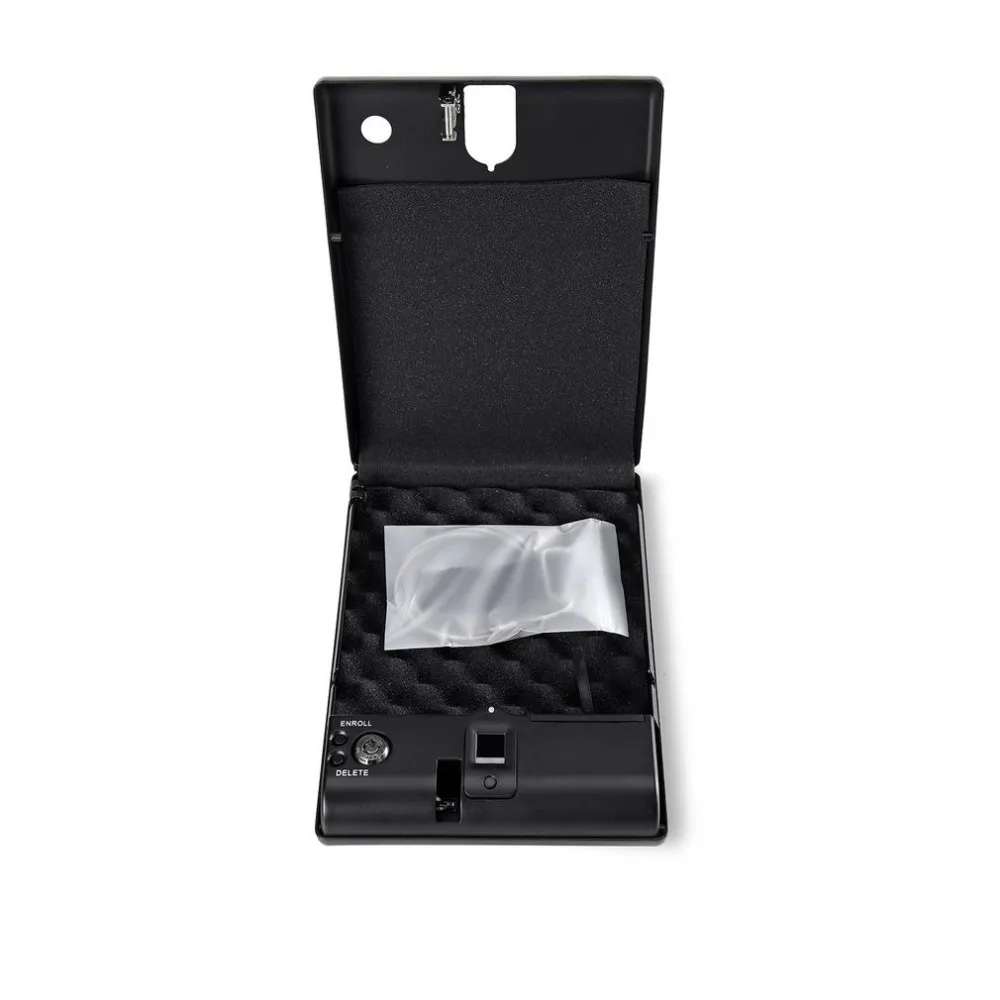 Biometric Fingerprint Safe Box Solid Steel Security Gun Key Valuables Jewelry Box Protable Security Biometric Fingerprint Box