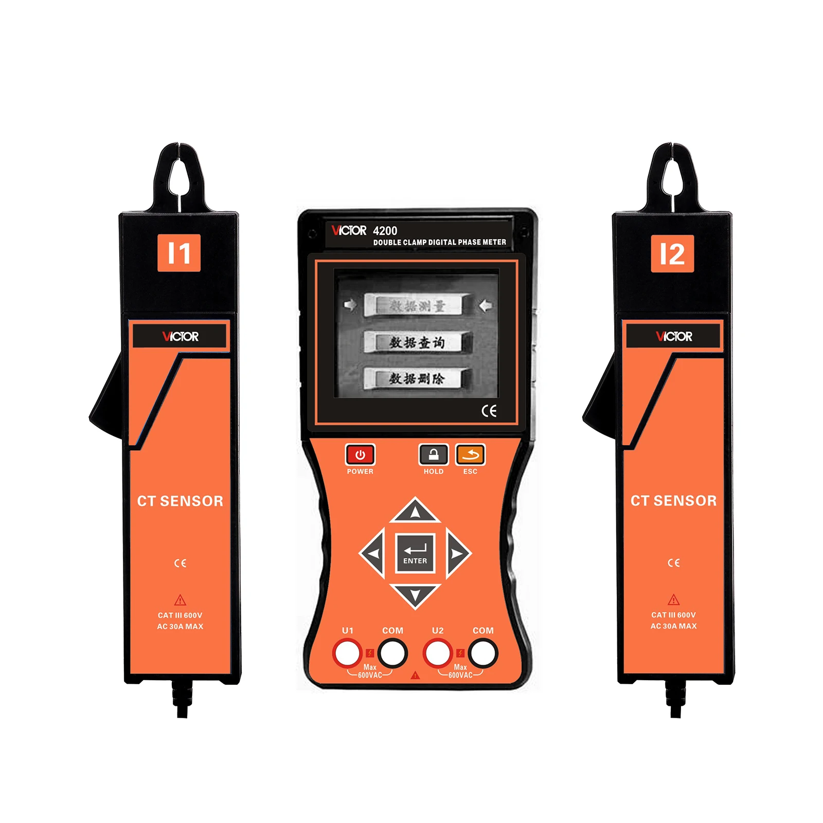 VICTOR 4200 Double Clamp Digital Phase Volt Ampere Meter Color Screen,Can Test Power and Power Factor at the Same Time.