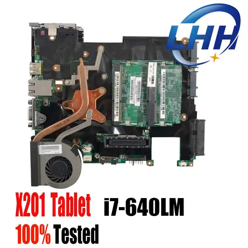 63y1755 63y2086 para lenovo thinkpad x201 tablet x201t computador portátil mainboard com cpu i7-640LM com ventilador dissipador de calor/wlan atualização x200t