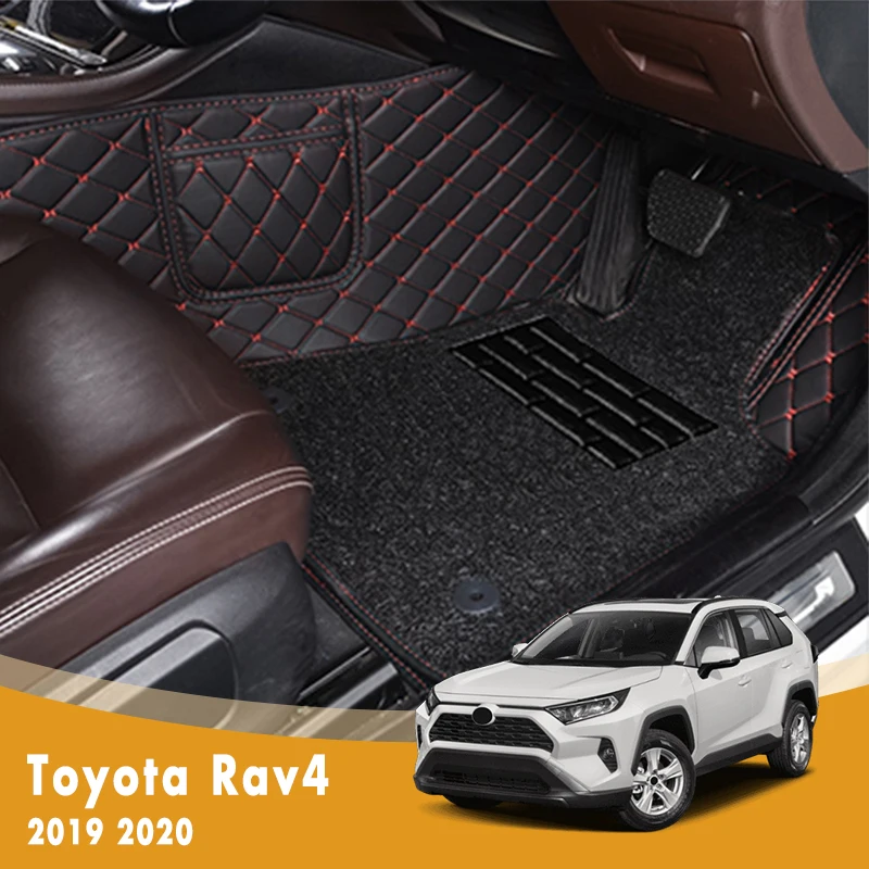 

RHD Luxury Double Layer Wire Loop Car Floor Mats For Toyota Rav4 Rav 4 XA50 50 2019 2020 Auto Carpets Rugs Accessories