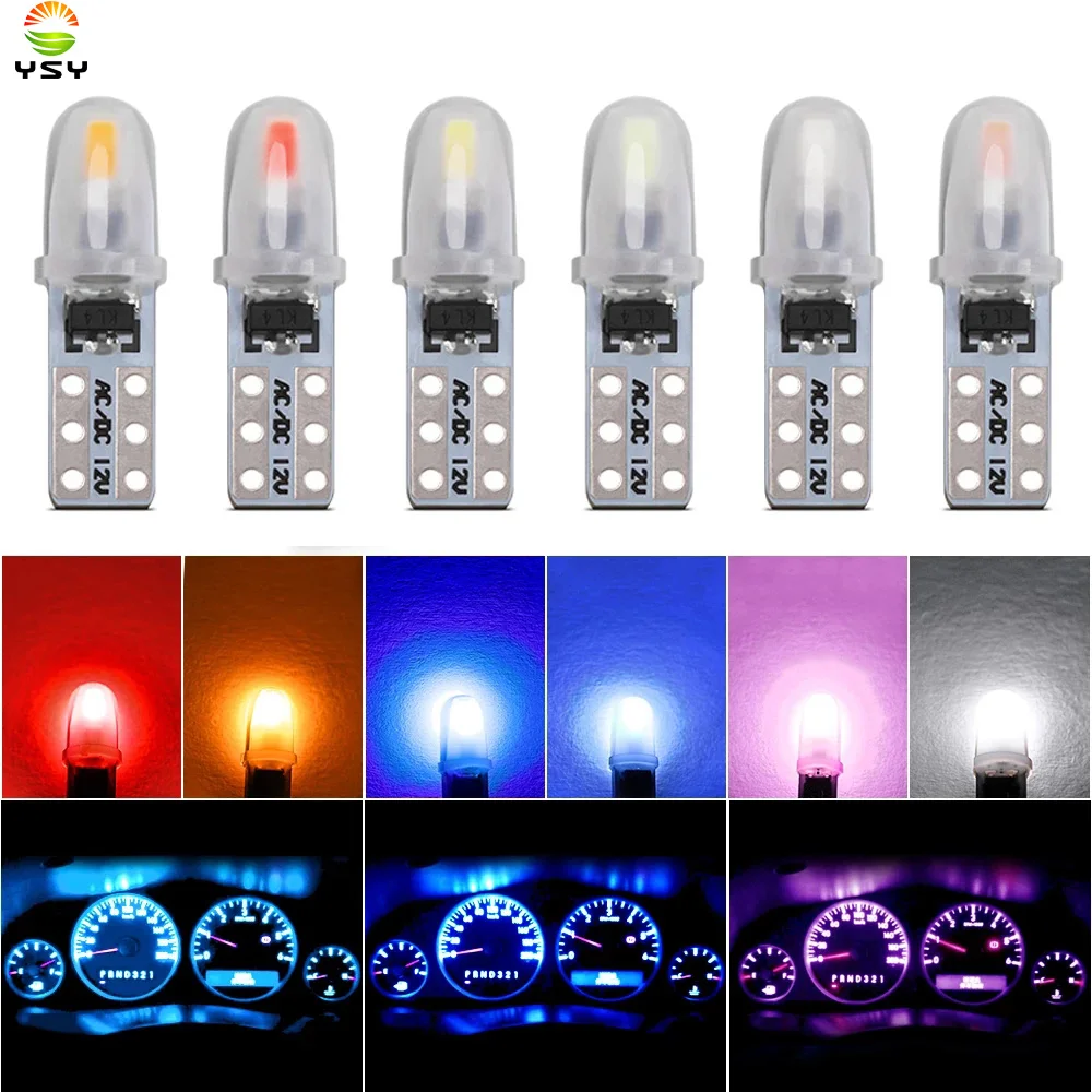 

YSY 10Pcs T5 Auto Car Dashboard Lights 2 3014 SMD Reading Instrument Panel Lamp No Polarity Led Bulb White 12V DC