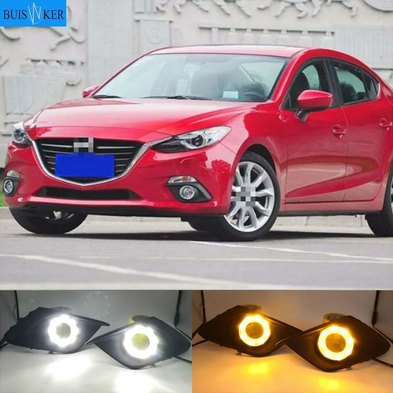 

2Pcs DRL For Mazda 3 Mazda3 Axela 2014 2015 2016 LED Daytime Running Lights Daylight Fog lamp with turn signal light