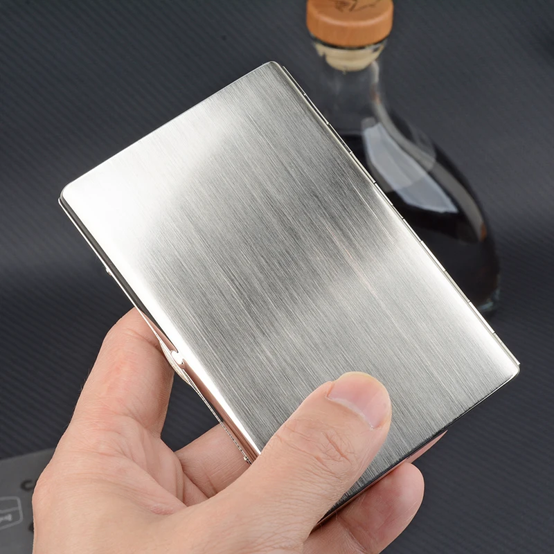 Slim Cigarette Case Ultra-thin Stainless Steel Tobacco Box Metal Holder 12 Cigarettes of 100mm Long Smoking Accessory Clearance