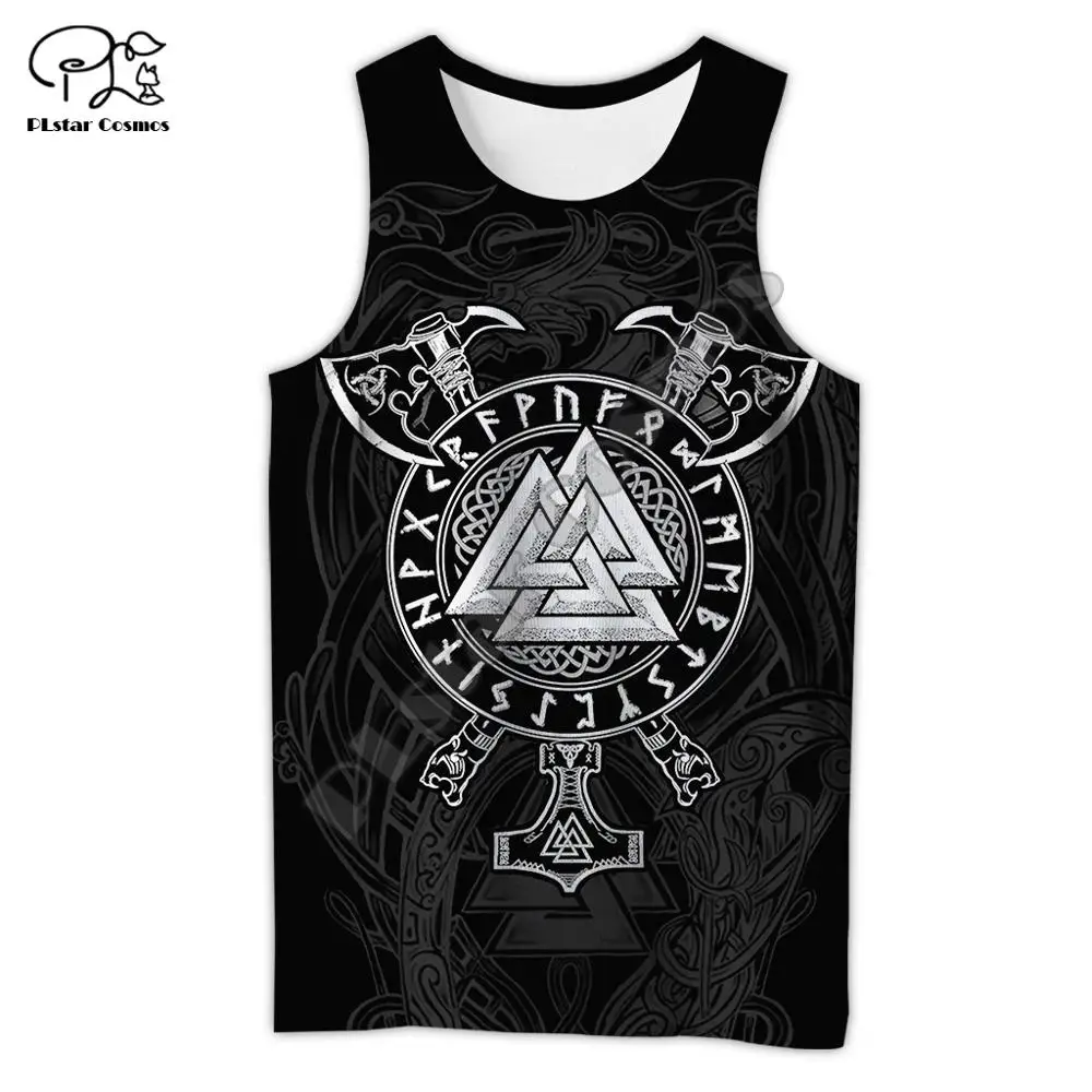 

NewFashion Mythical Tattoo Warrior Valhalla God Odin Symbol Retro 3DPrint Summer Harajuku Casual Funny Vest Sleeveless TankTop B