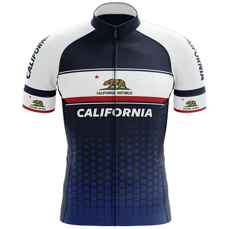 California Republic Cycling Jersey White Black Summer Short Sleeve Cycling Clothing Maxhonor Full-zipper Mountain Bike Clothing