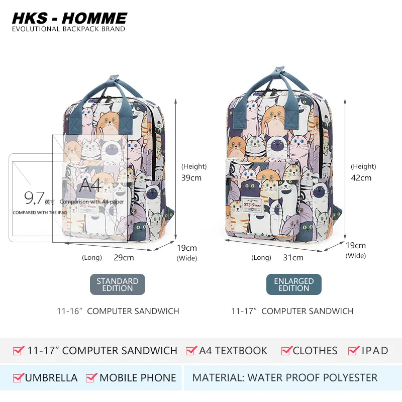 Cute Women Large Capacity Backpack Waterproof Canvas Female Schoolbag College Lady Laptop Backpacks Kawaii Girl Travel Book Bags