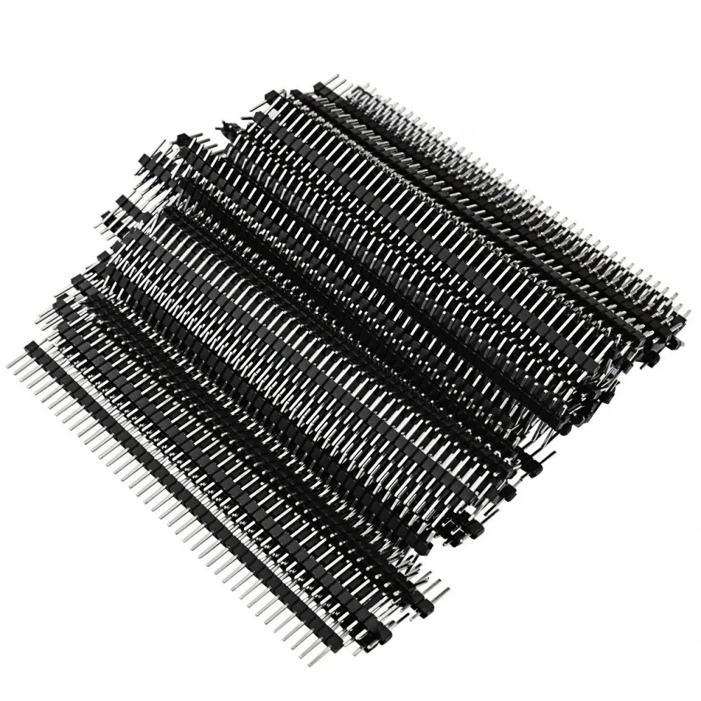 200pcs 40 Pin 1x40 Single Row Male And Female 2.54 Breakable Pin Header Connector Strip For Arduino Black