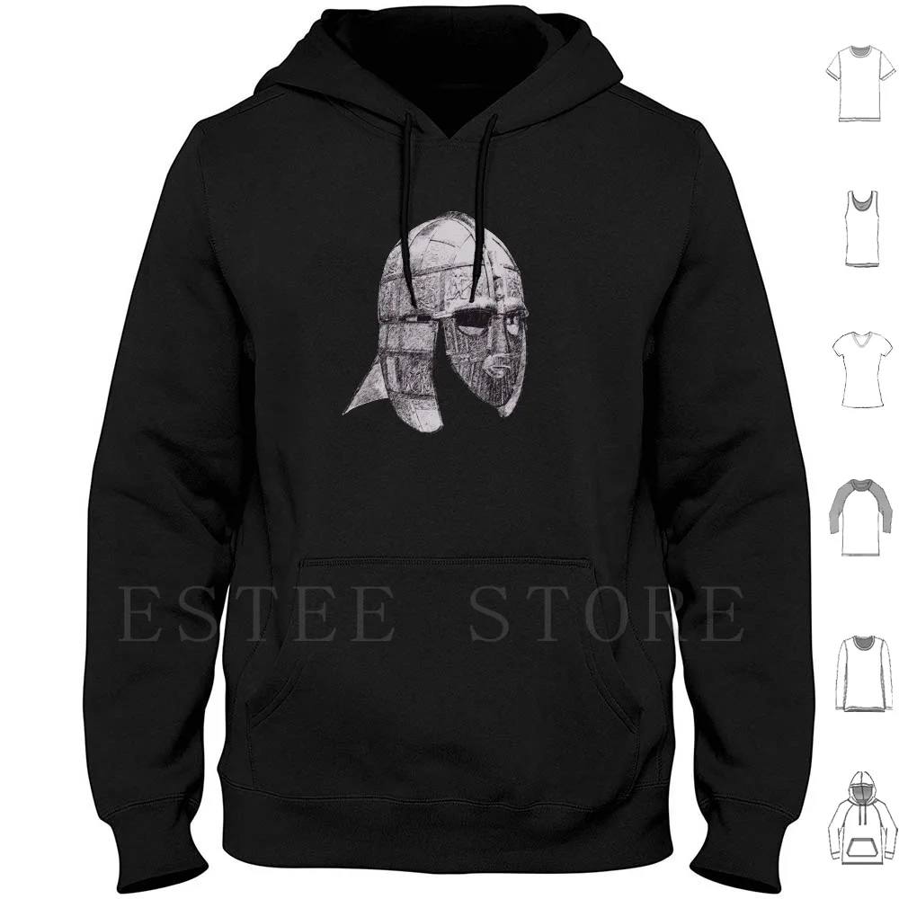 El casco anglo-saxón Sutton Hoo sudaderas con capucha de manga larga casco Anglo Saxon Saxon Englisc Medieval viejo Inglaterra viejo