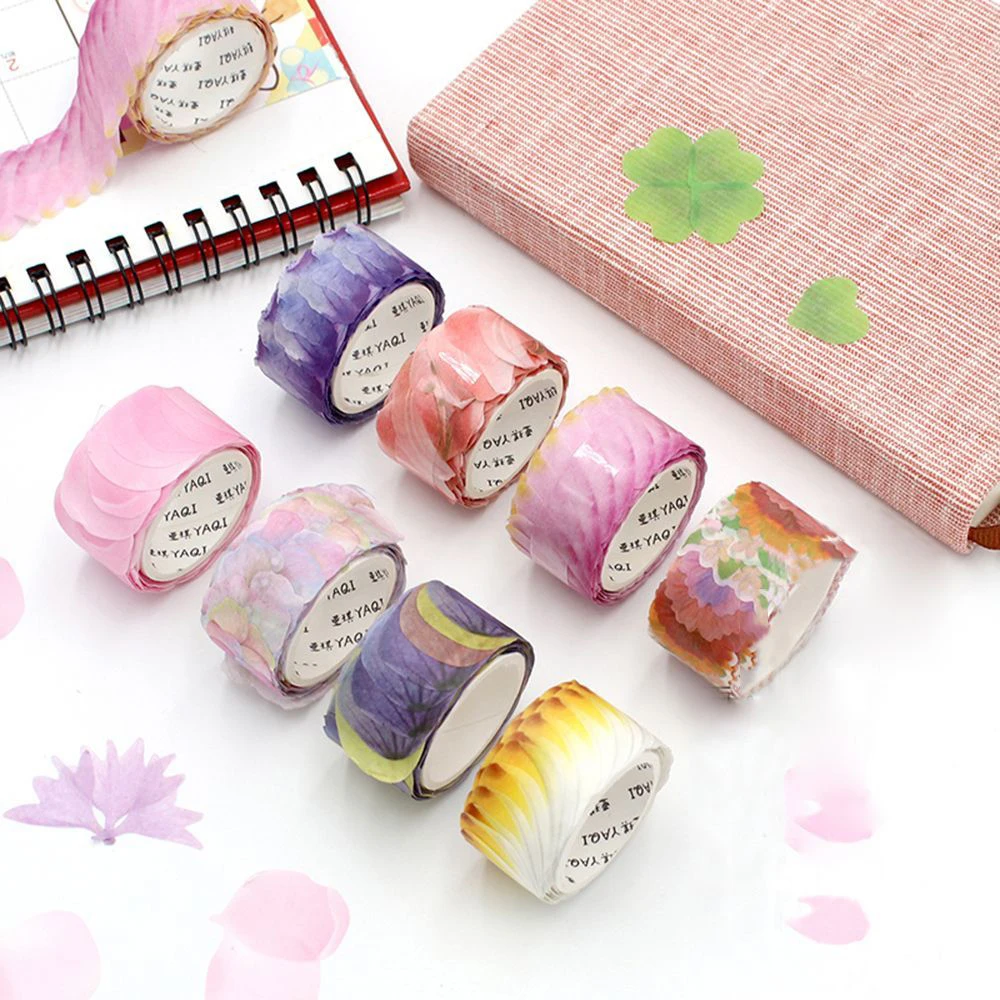 200Pcs/Roll Sakura Flower Petals Paper Tape DIY School Office Supplies Stationery Tape Scrapbooking Diary Paper Sticker