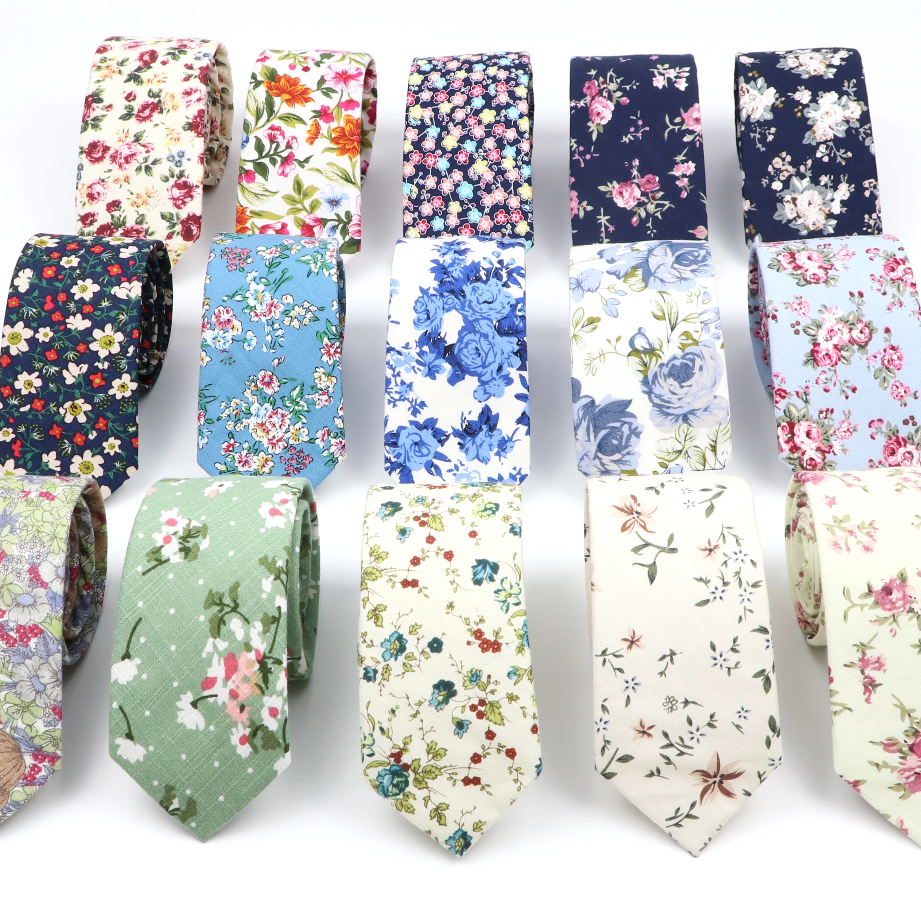 New Cotton Floral Tie For Men Women 6CM Slim Skinny Neck Tie For Wedding Party Dress Accessories Casual Print Flower Neckties