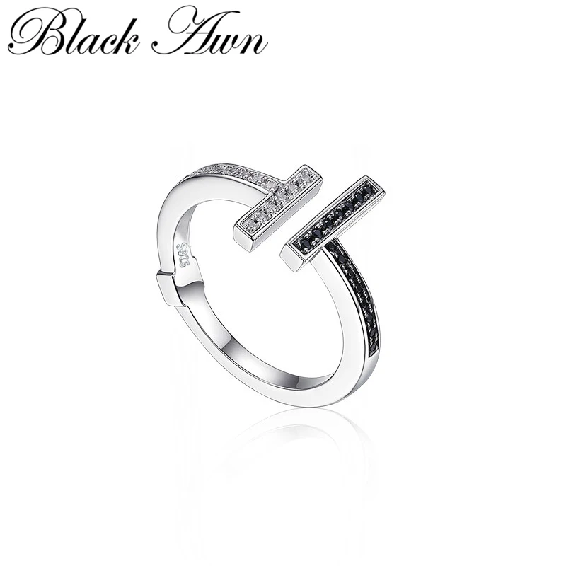 

[BLACK AWN] Silver Color Open Rings for Women Elegant Wedding Ring Fashion Jewelry G101