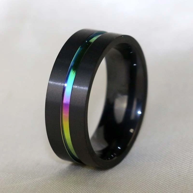 Fashion Couple Rings Trendy Rainbow Tungsten Carbide Men\'s Ring Cute Bow Purple Rhinestones Zircon Rings Set Wedding Ring Gift