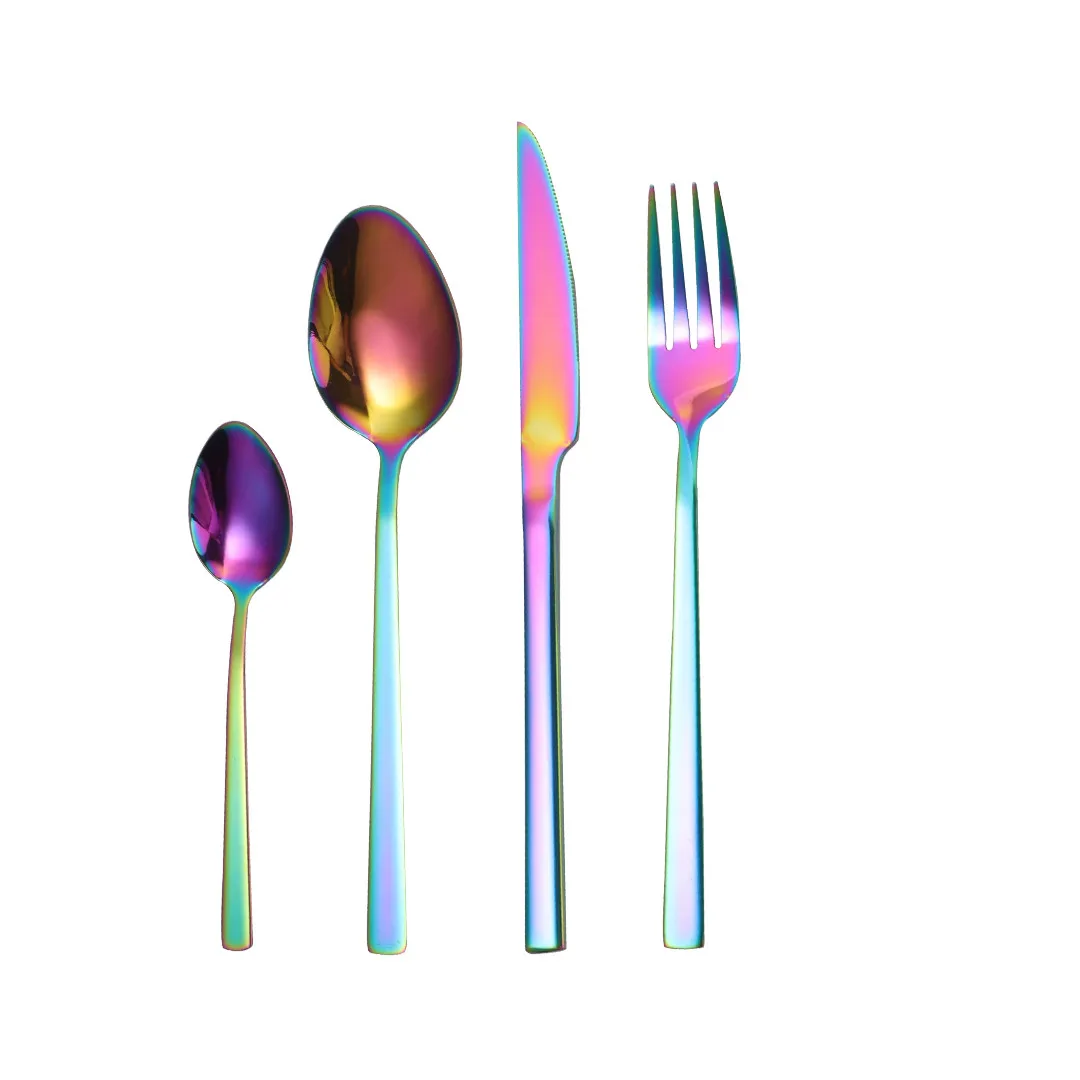 

Rainbow Cutlery Set Stainless Steel Cutlery Set 18/10 Forks Knives Spoons Tableware Set Black Gold Dinnerware Set