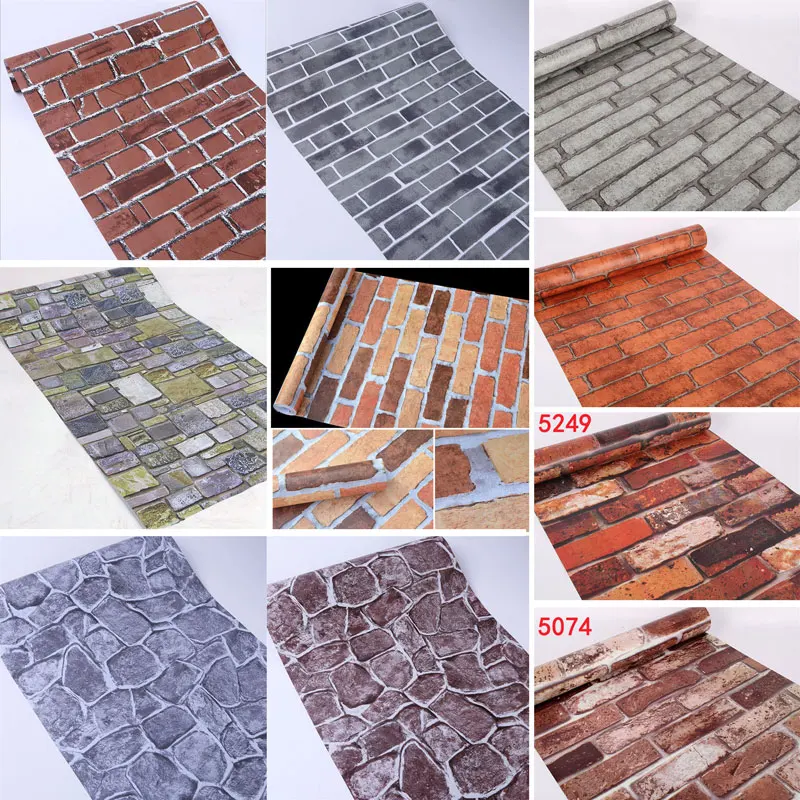 

10M Living Room Kitchen Bathroom Waterproof Wall Sticker Home Decor Removable Vinyl PVC Brick Stone Self Adhesive Wallpaper