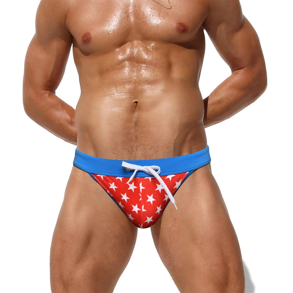 Sexy High Fork Side Hollow Out Swimwear Mens Bikini Low Waist Quick Dry Bathing Suit Fashion Male Sport Beach Surfing Trunks