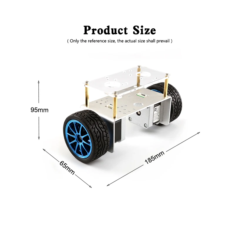 2WD metalowe równowagi inteligentny podwozie samochodu 2-koła aluminium Robot ze stopów rama koła 65mm 42 silnik krokowy DIY zabawki dla Arduino