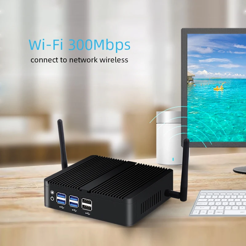 Fanless Mini PC HTPC Intel Core i7 4500U 8GB RAM 128GB SSD Windows 10 Linux 300M Wi-Fi HDMI VGA Gigabit Ethernet Fanless IPC