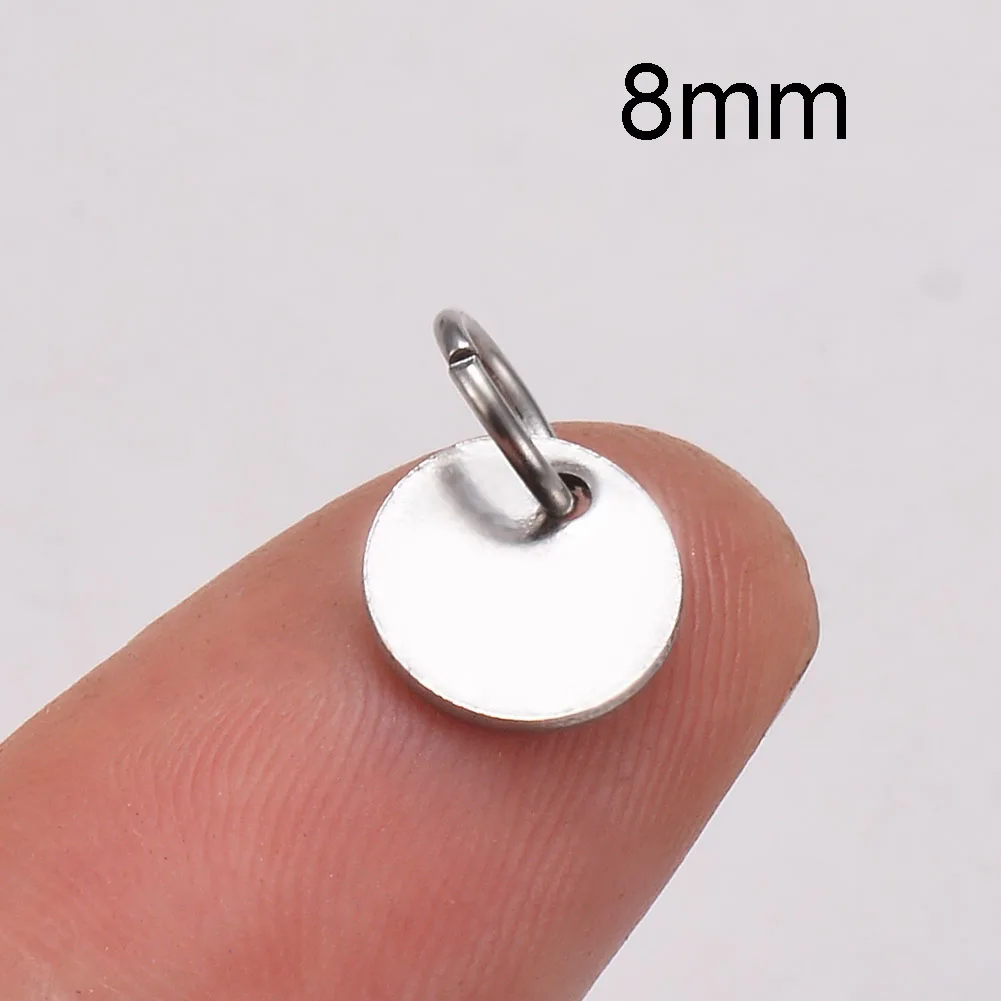 40 stücke 6/8/10/12/20/25mm rundes Etikett benutzer definierte Gravur Edelstahl kleine Logos Charms Schmuck für DIY handgemachte Schmuck herstellung – Detail 7