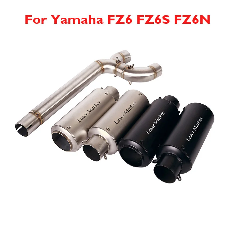 

Slip on Motorcycle Exhaust System Connect Tube Link Middle Pipe 51mm Exhaust Tip Tail Silencer Muffler for Yamaha FZ6S FZ6 FZ6N