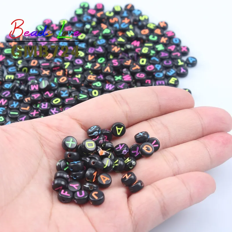 4x7mm Mix Letter Acrylic Beads Round Flat Alphabet Digital Loose Spacer Beads For Jewelry Making Diy Bracelet Necklace Wholesale