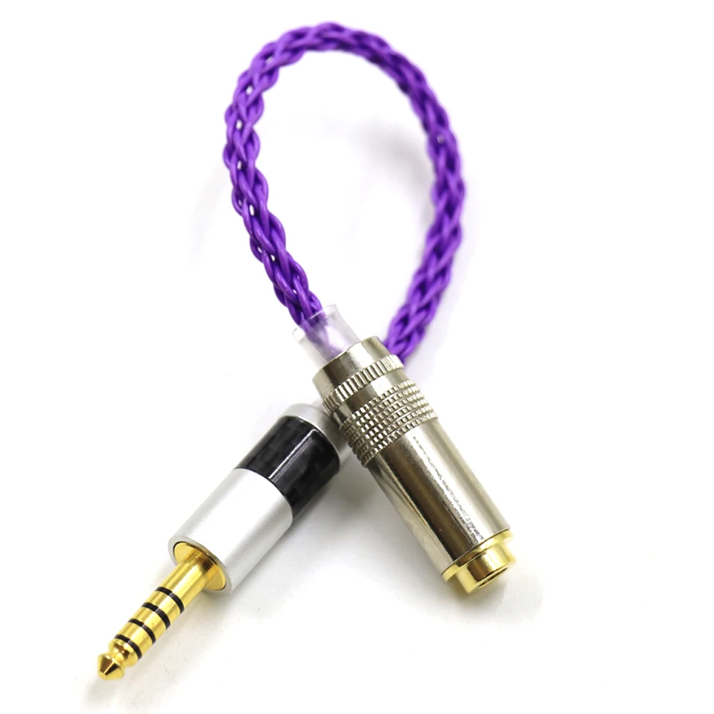 Cable de Audio morado Thouliess, Cable de 4,4 macho a 4,4 hembra, adaptador equilibrado hecho a mano para reproductor de música MP3 HIfi
