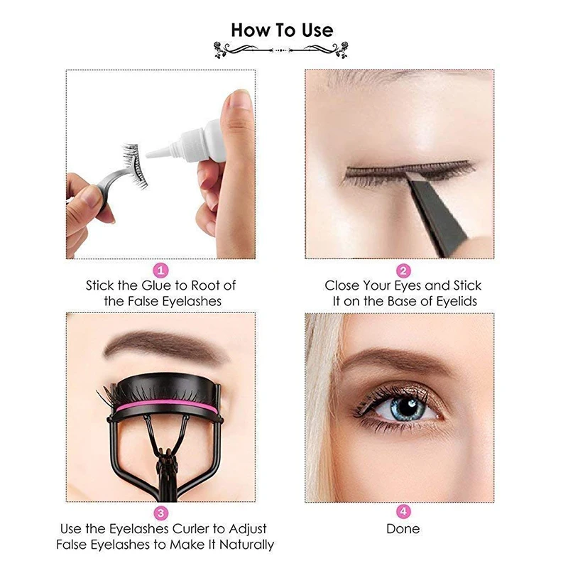 11pcs Eyelash Curler Eye Lash Cosmetic Curling Tweezers Tools Handle + 10 Silicone Replacement Pads Makeup Tools for Women TLSM