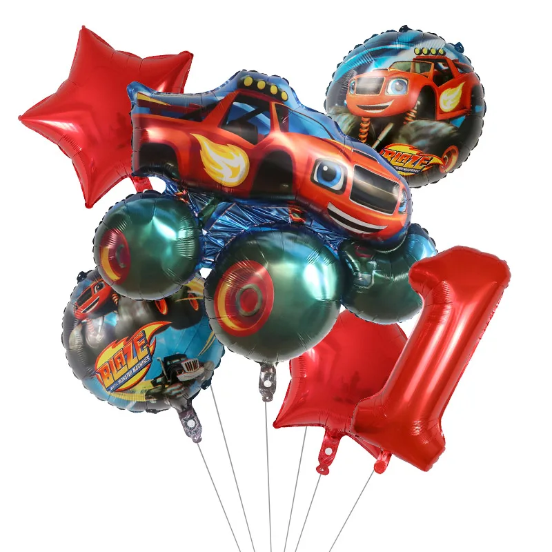 6Pcs Blaze Monster Machines Car Theme Birthday Party Decorations 30inch Number Balloons Set Boys Favors Toy Baby Shower Supplies