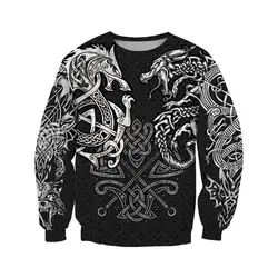 Fenrir Sudadera con capucha para pescar – Estampado 3D lobo y dragón