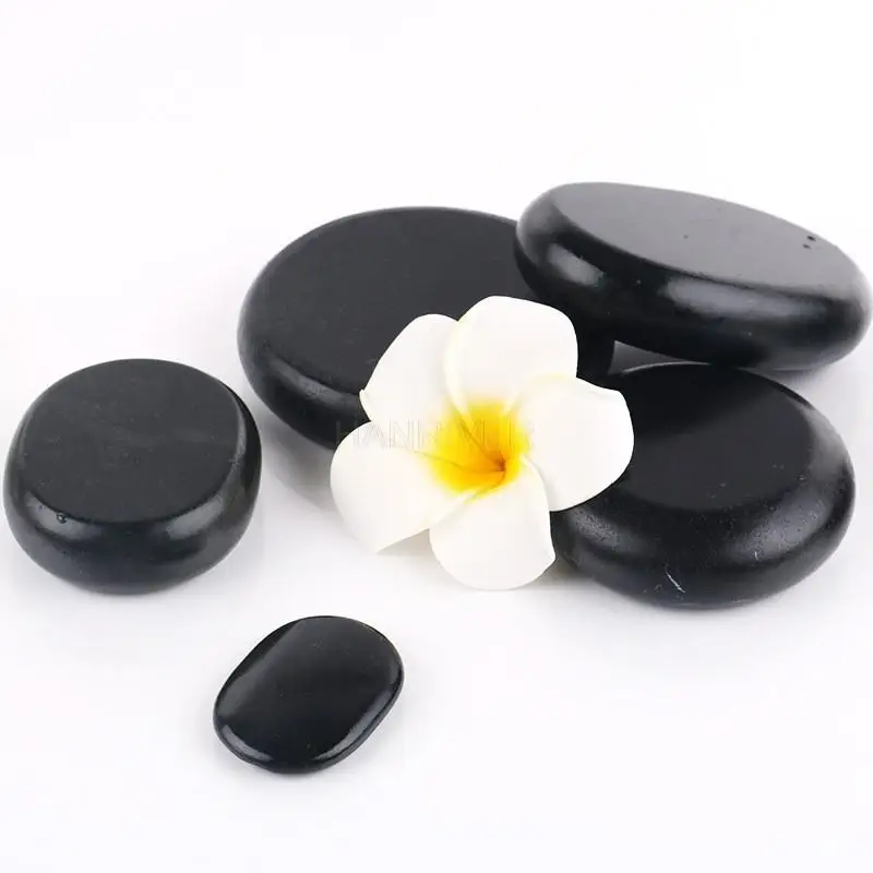 6 pcs/set Beauty SPA Health Massage Energy Stone Natural Volcanic Hot Stone Back Essential Oil Massage Hot Compress Stone