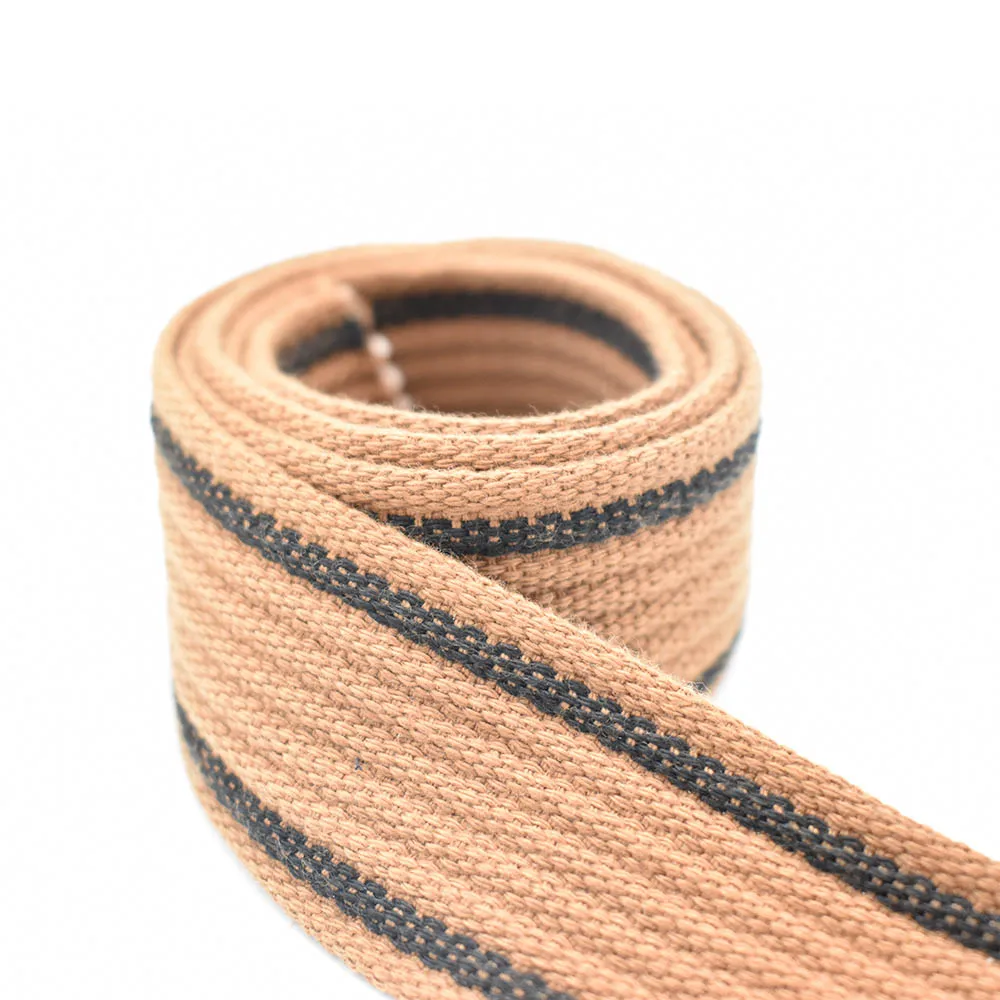 38mm Width Striped Webbing Brown Black Striped Webbing Heavy Duty Cotton Webbing Dog Collar Ribbon Purse Strap Bag Handle