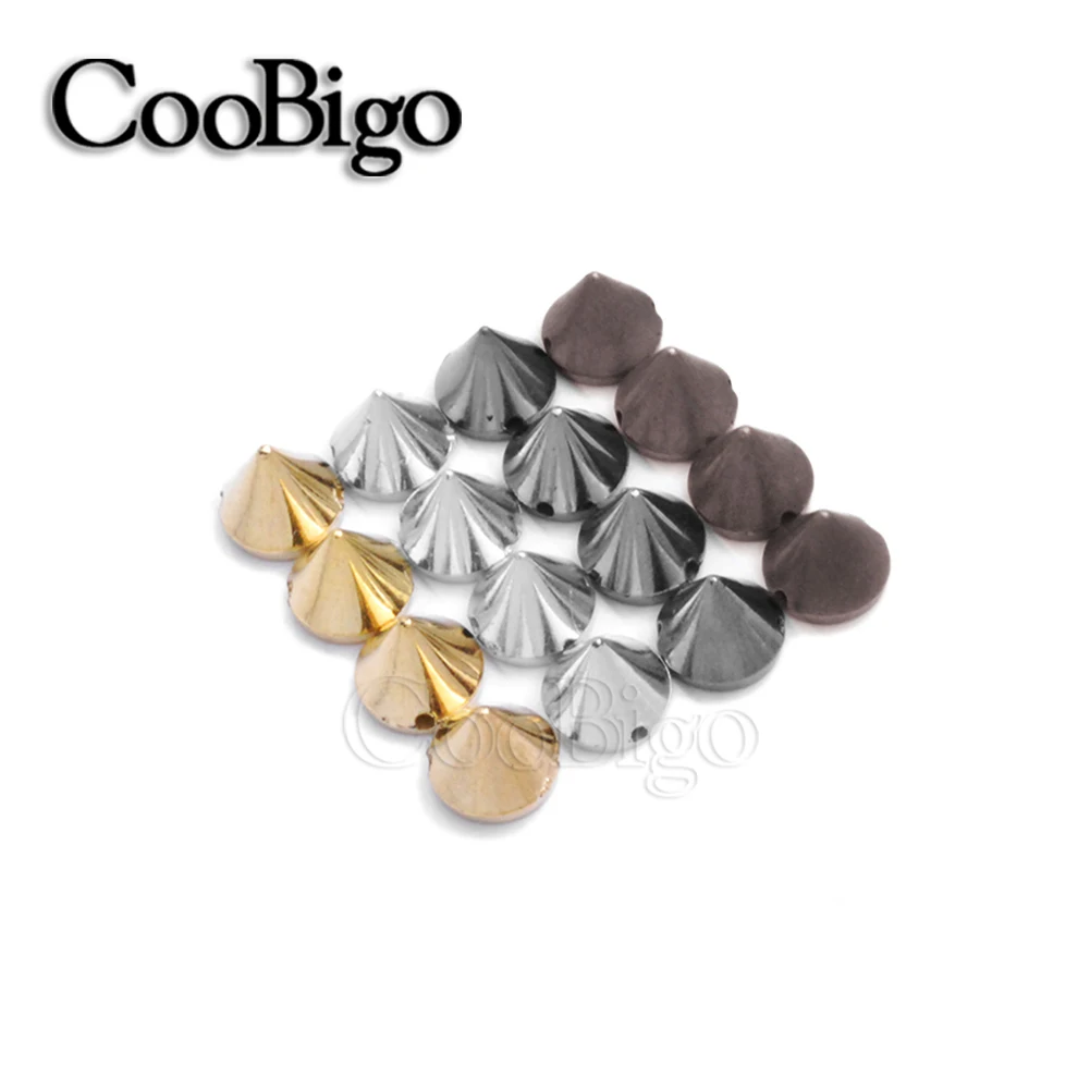 Silver Gold Black Cone Spike Rivet Studs Nail Beads for DIY Leather Craft Clothes Bag Sewing Accessories Punk Rock Plastic 50pcs