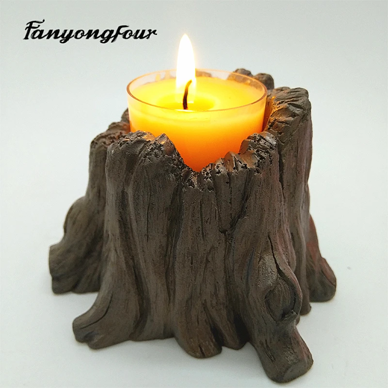 Stump candle holder silicone mold concrete mold handmade diy resin plaster chocolate candle mold free shipping