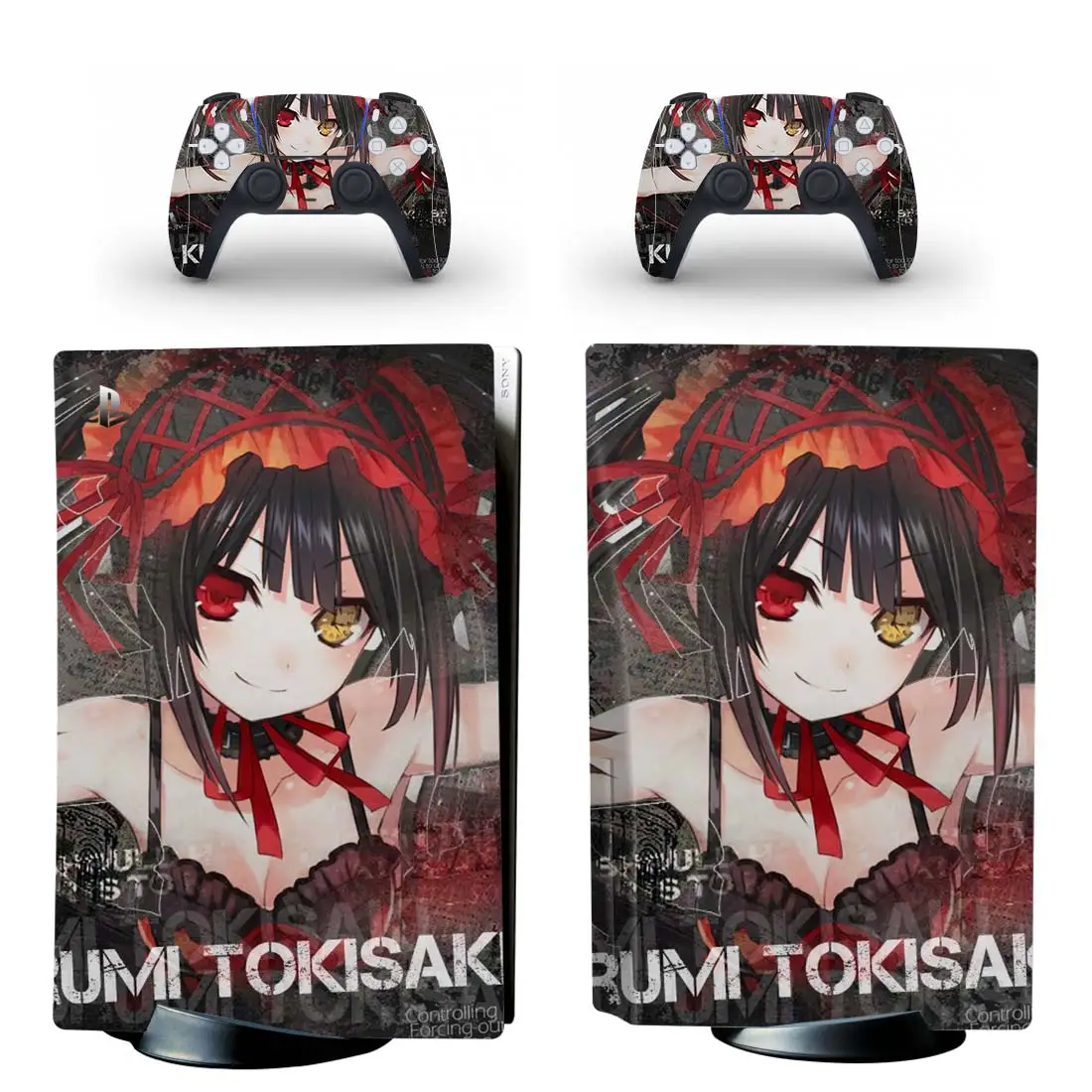 

Tokisaki Kurumi PS5 Standard Disc Skin Sticker Decal Cover for PlayStation 5 Console and 2 Controllers PS5 Disk Skin Vinyl