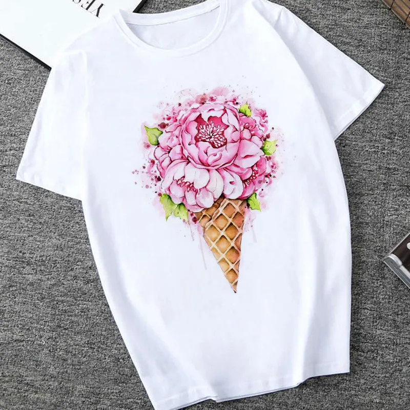 

Women's t-shirt Flower bouquet print casual graphic t shirt female O-neck 90s ladies girls top Harajuku fashion tshirt clothing