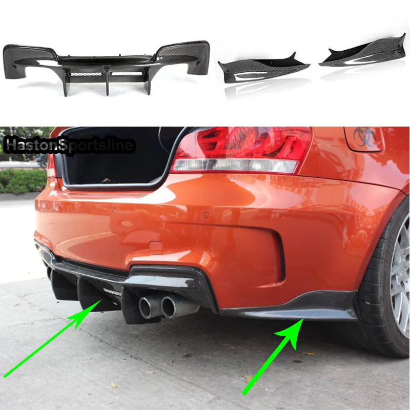 For BMW E82 1M Modified Carbon Fiber Rear Body Kit Bumper Diffuser Apron Splitter 2011 2012 2013