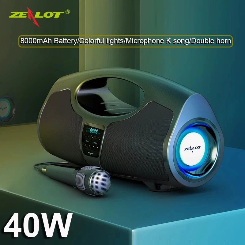 Zealot P1 40W High Power Wireless Bluetooth Speakers Audio Center Portable Sound Box Powerful Subwoofer FM Radio For PC Computer