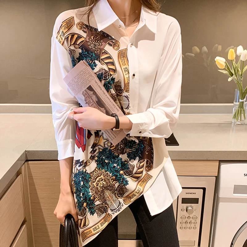 Fashion printing ladies shirts casual loose Women\'s Blouses 2024 Spring Autumn Long Sleeve Shirts Tops Blusas Mujer