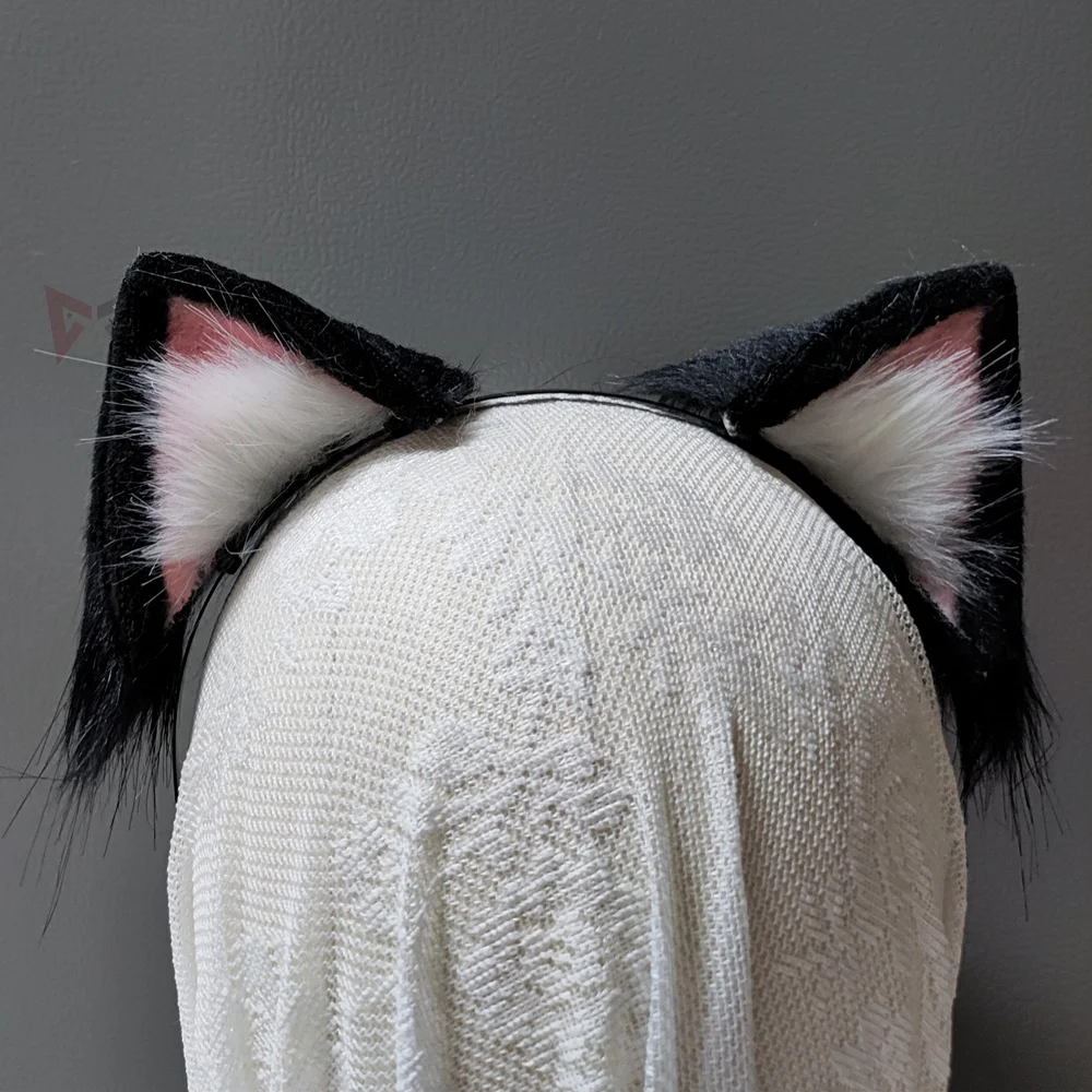 

New Black White Cat Ears Hairhoop For Lolita Costume Accessories Headwear Custom Made