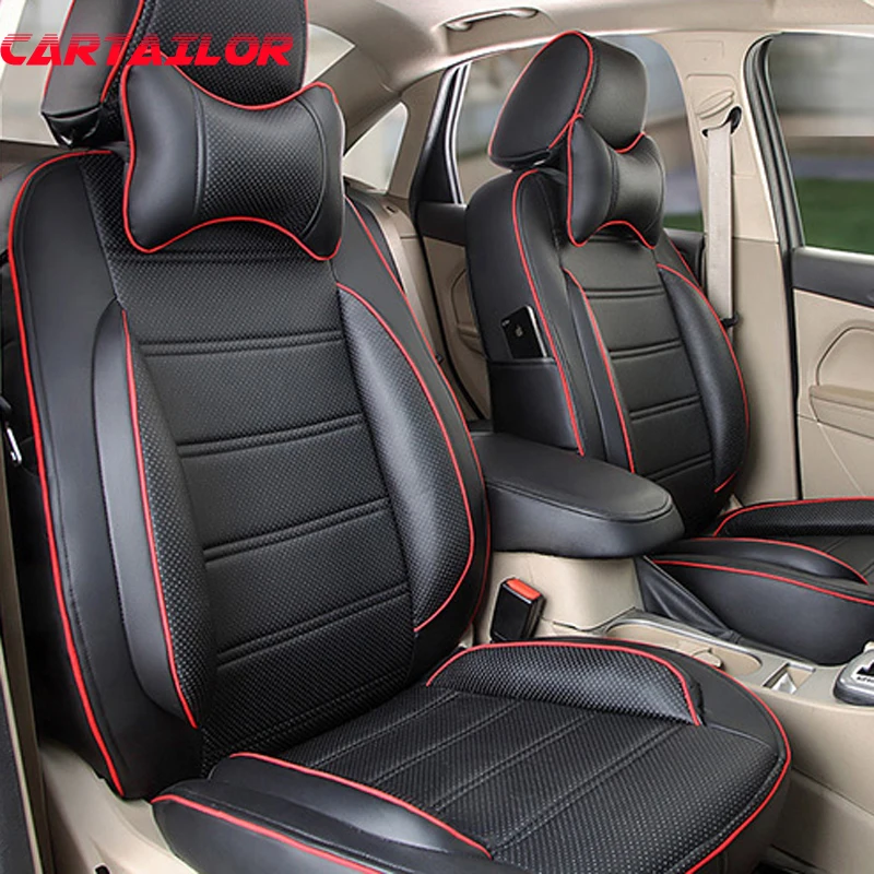 CARTAILOR PU Leather Car Seat Cover for VOLVO XC90 2016 Seat Covers Cars Interior Accessories Set Black Seat Cushion Protector