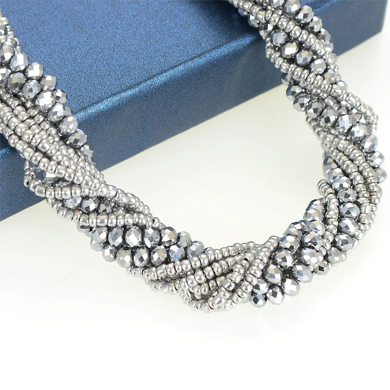 Miasol Fashion Multiple Layers Strands Crystal Seed Beads Charm Statement Magnetic Necklace For Women Necklaces Gifts