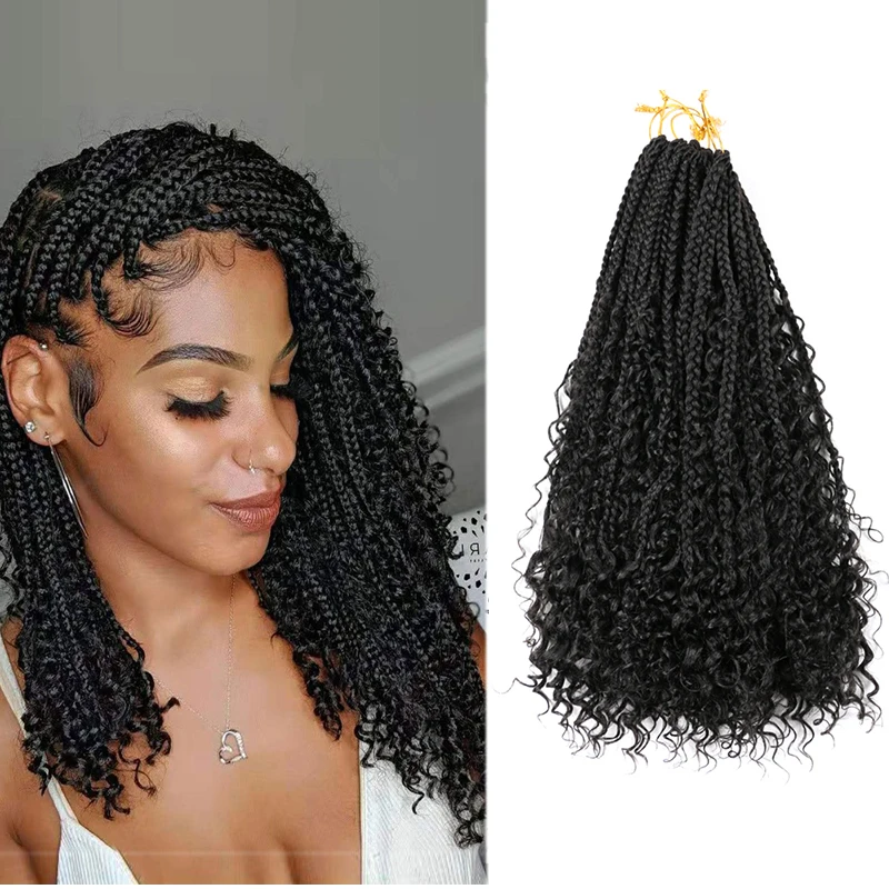 

Saisity Synthetic Box Braids With Curly Ends Goddess Box Braids Crochet Braids 3X Bohemian Braiding Hair for Black Women