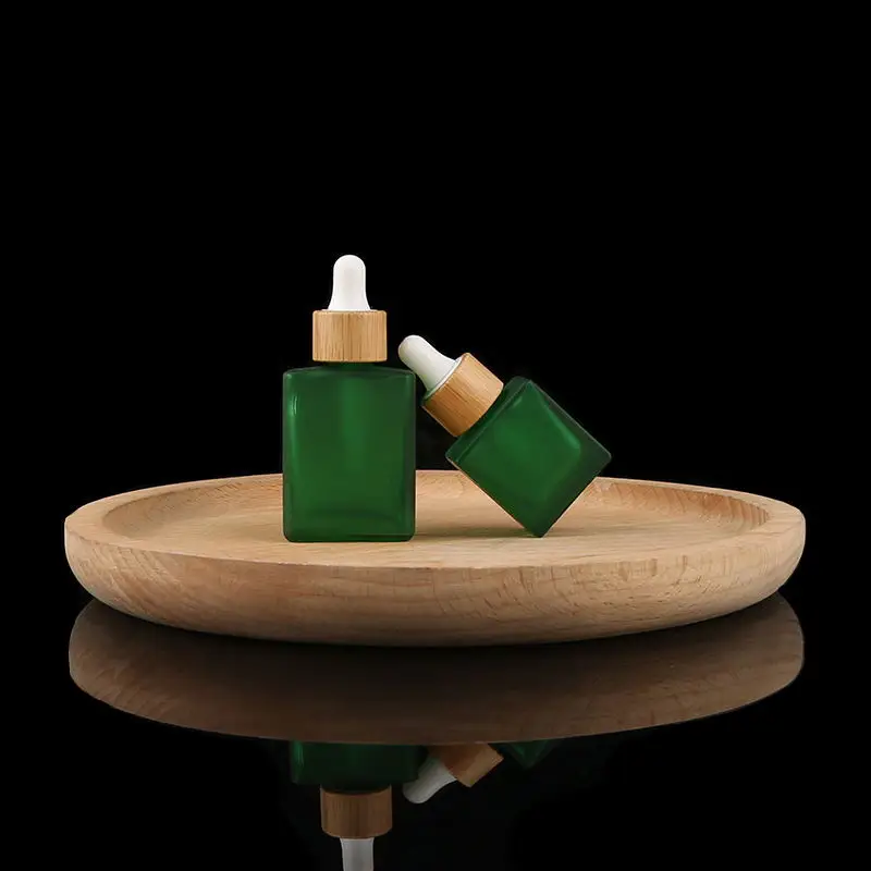 30ml Square  Dropper Bottle Perfume Bottle Glass Glass Jar with Lid Liquid Packaging Container engraving logo
