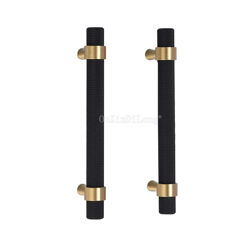 10PCS Brass Gold/Black Knurled Handle Textured Furniture Handles T-bar Wardrobe Dresser Cupboard Cabinet Drawer Pulls GF123