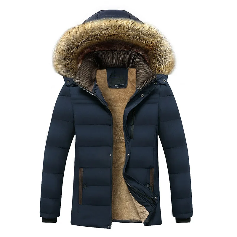 2022 Winter New Warm Thick Fleece Parkas Men Waterproof Hooded Fur Collar Parka Jacket Coat Men Autumn Fashion Casual Parkas Men