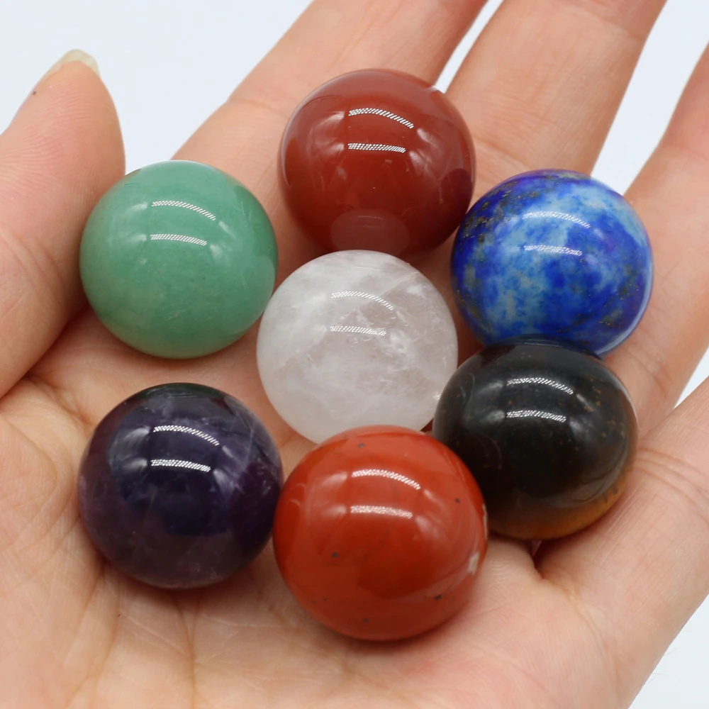 20mm Non-Porous Round Bead Natural Stone Sphere Mini Gemstone Healing Crystal Ball For DIY Bracelet Necklace Jewelry Accessories