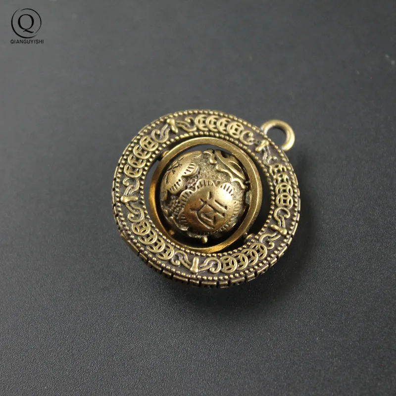 Chinese Characters Blessing Globe Keychain Fashion Rotating Money Lucky Copper Ball Keychain Jewelry For Men Women Birthday Gift