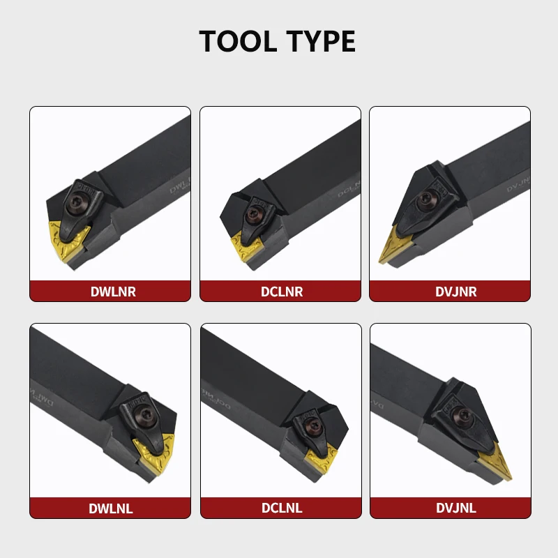 External Turning Tools Holder DWLNR/DCLNR/DVJNR/L2020/2525 for Carbide Insert WNMG08/CNMG12/VNMG16 Lathe Cutting Tools